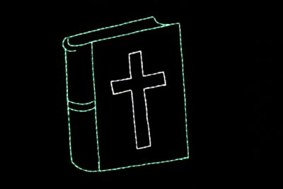 Bible religious Christmas light display