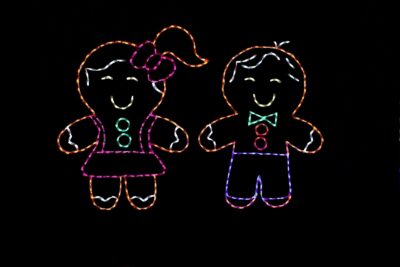 Gingerbread kids Christmas light display