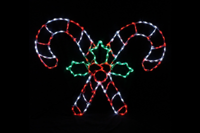 Candy Cane Holly Christmas light display