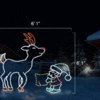Elf Feeding Young Reindeer (5'10" H x 6'10" W)
