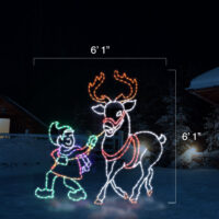 Elf Guiding Reindeer (6'1" H x 6'1" W)