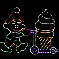 elficecream Elf with Ice Cream Cone Christmas light display