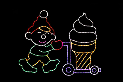 Elf with Ice Cream Cone Christmas light display
