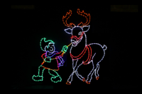 Elf Leading Reindeer Christmas light display