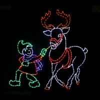 Elf Leading Reindeer Christmas light display