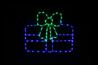 Single Gift Blue with Green Bow Christmas light display