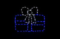 Single Gift Blue with White Bow Christmas light display