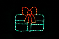 Single Gift Green Red Bow Christmas light display
