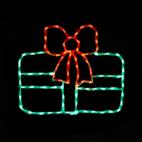 Single Gift Green Red Bow Christmas light display
