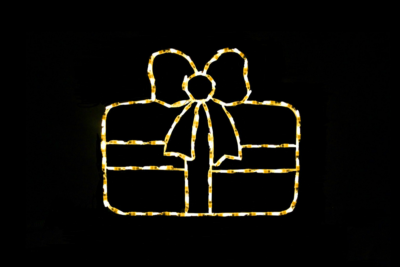 Single Gift Warm White Christmas light display