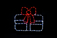 giftwhitered Single Gift White with Red Bow Christmas light display