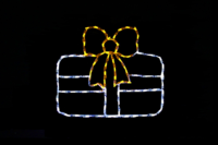 Single Gift White with Yellow Ribbon Christmas light display