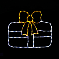 Single Gift White with Yellow Ribbon Christmas light display