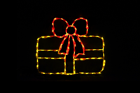 Single Gift Yellow with Red Bow Christmas light display