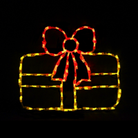 Single Gift Yellow with Red Bow Christmas light display