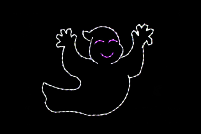 Happy Ghost Facing Right Website Ready Halloween light display