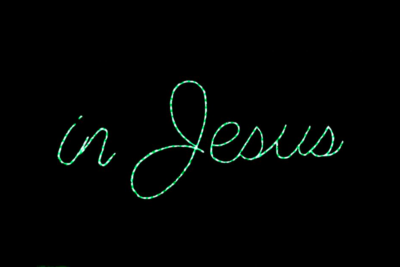 In Jesus Sign Christmas light display