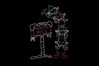 North Pole Elf Sign animated Christmas light display
