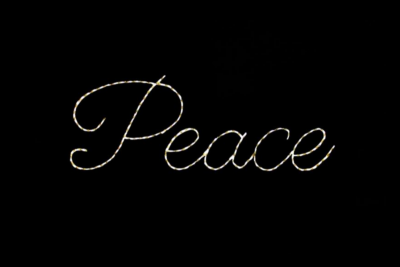 Word Sign Peace Christmas light display