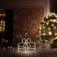 Single Gift Warm White Ribbon Warm White Box (1'9" H x 2' W)