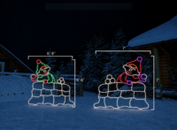 snowball-elves-scaled2 Snowball Elves (Elf #one 6’6" H x 6'8" W - Elf #two 7' H x 7' W )