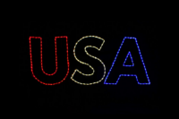 USA Sign Christmas light display