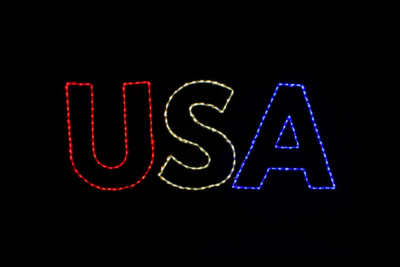 USA Sign Christmas light display