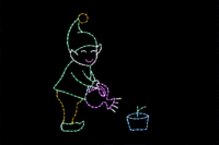 Watering Elf animated Christmas light display