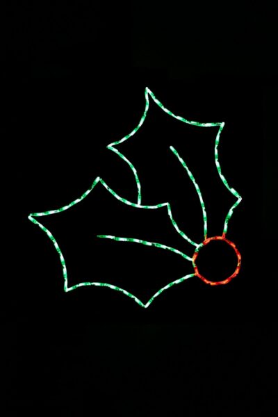 Two-leaf holly Christmas light display