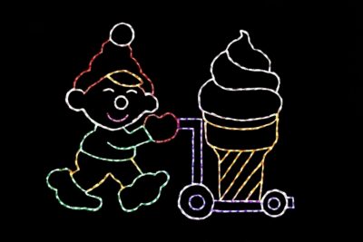 Elf with ice cream cone Christmas light display