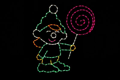 Elf with lollipop animated Christmas light display