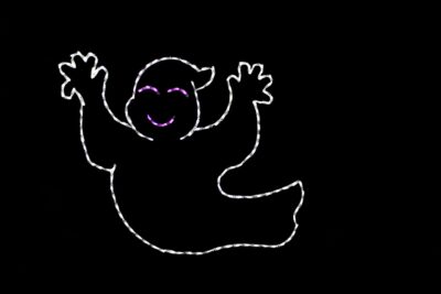 Happy ghost facing left Halloween light display
