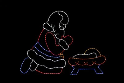 Praying Santa Christmas light display