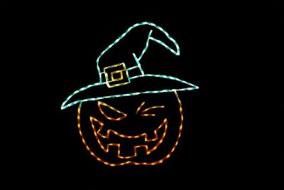 Pumpkin witch Halloween light display