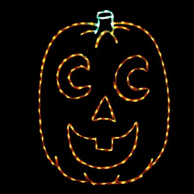 Jack-o-lantern with crescent eyes Halloween light display
