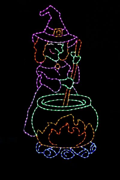 Witch's brew cauldron Halloween light display