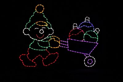 Elf hanging Christmas ornament animated light display