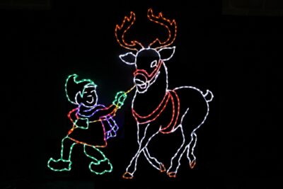 Elf_Leading_Reindeer__63454 Elf leading reindeer animated Christmas light display