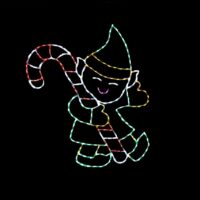 Elf with Candy Cane Christmas light display