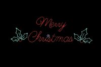 Merry Christmas sign with holly light display