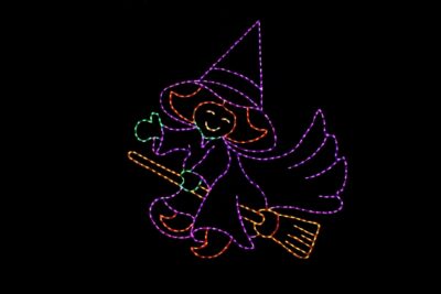 Photo of Witch in Flight Halloween light display