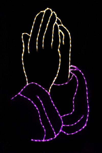 Praying hands Christmas light display
