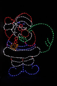 Santa with gift bag Christmas light display