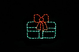 single_gift_green_red_bow__14955 Single gift green with red bow Christmas light display