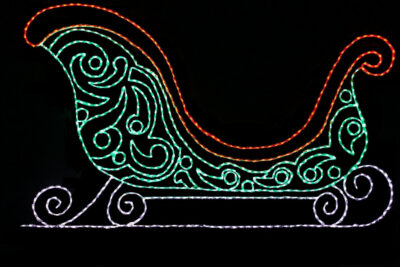 Green sleigh Christmas light display