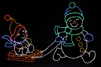 Snow Brothers snowman Christmas light display