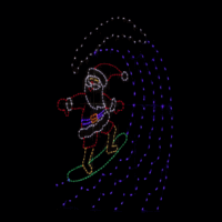 Surfing Santa animated Christmas light display