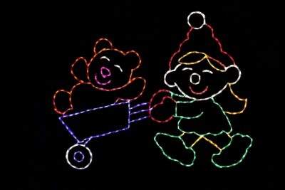 Bear on unicycle/wheel animated Christmas light display
